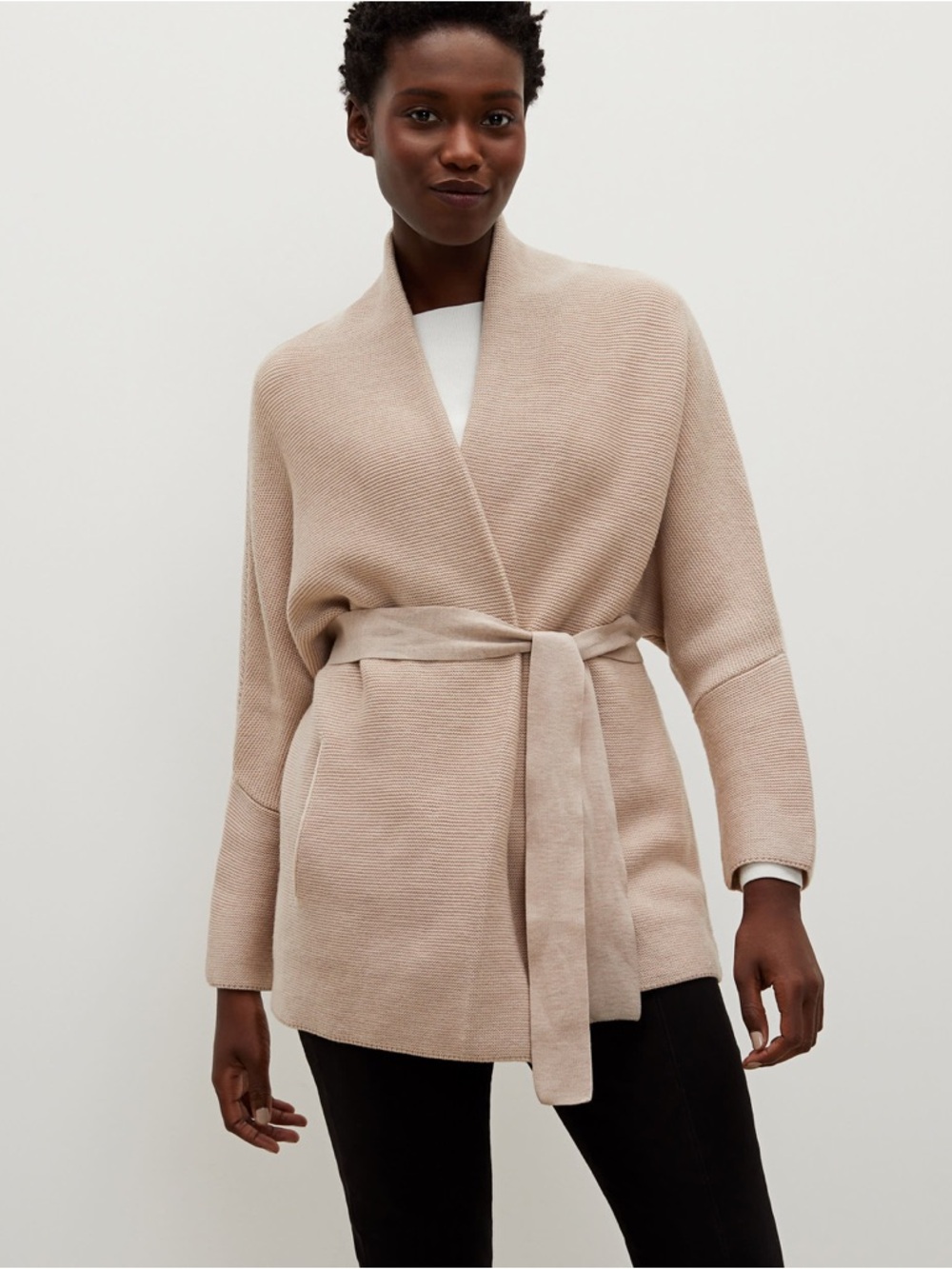 MM Lafleur Neutral Beige High Neck Knit Pullover